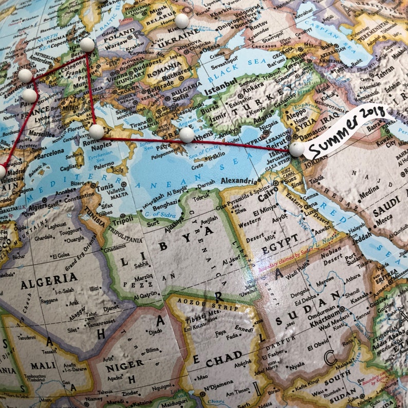 It s your world push pin globe travel globe with pins etsy