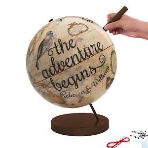 Push Pin Globe Adventure Begins, Travel globe with pins, Travel Gift, Wedding Gift, Graduation Gift, Retirement Gift, Mitzvah Gift image 1