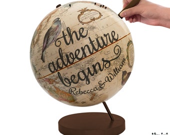 Push Pin Globe Adventure Begins, Travel globe with pins, Travel Gift, Wedding Gift, Graduation Gift, Retirement Gift, Mitzvah Gift
