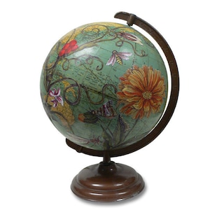 Handmade Botanical Globe Art: Vintage World Decor
