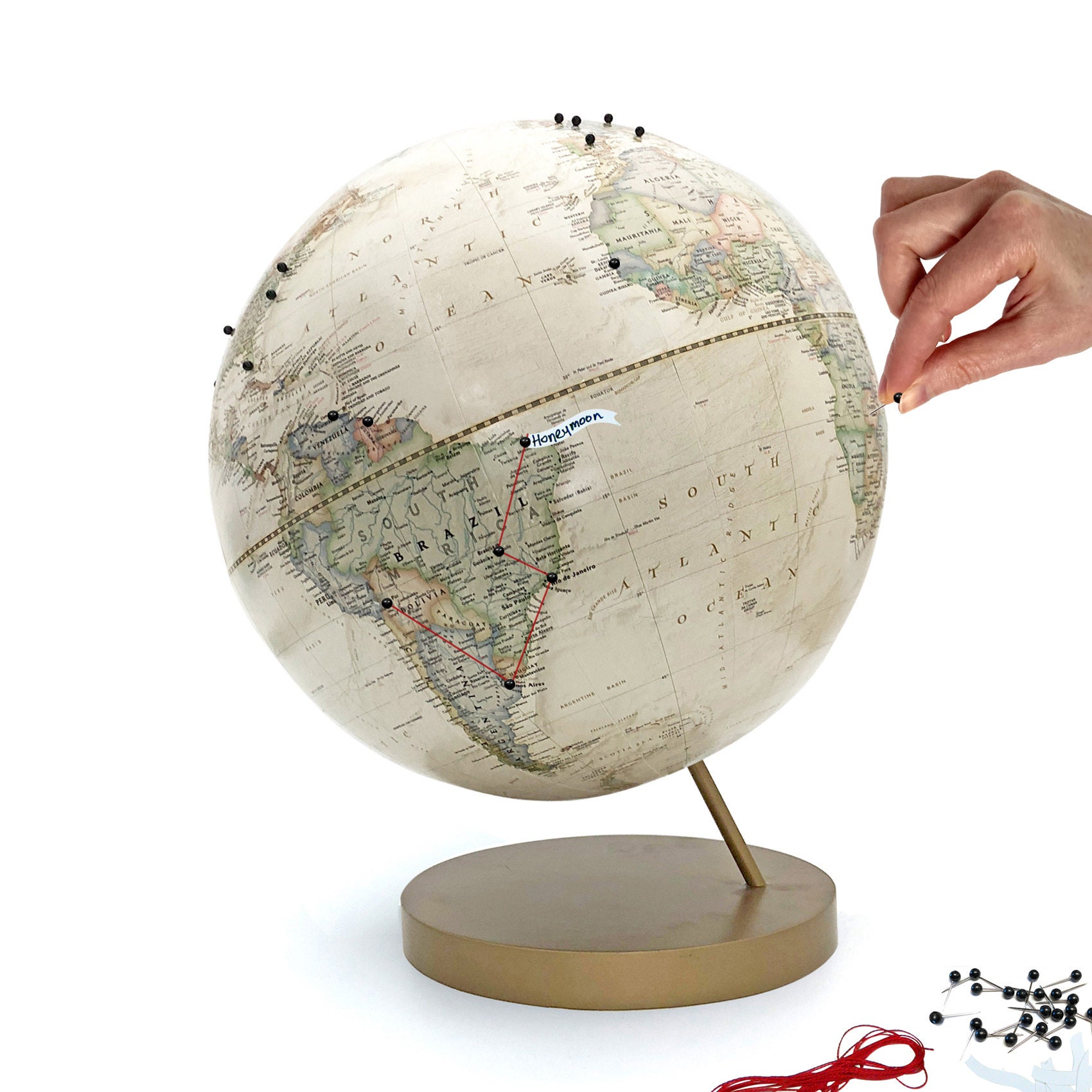 Push Pin Globe Ivory wereldbol met pinnen | Etsy