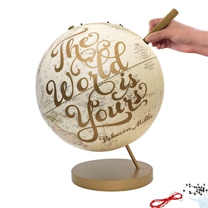 Personalized Push Pin Travel Globe: &#39;The World is Yours&#39; Design