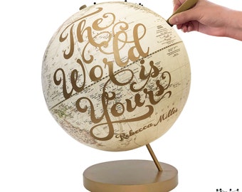 Push Pin Globe The World is Yours, Personalized Travel Globe with Pins