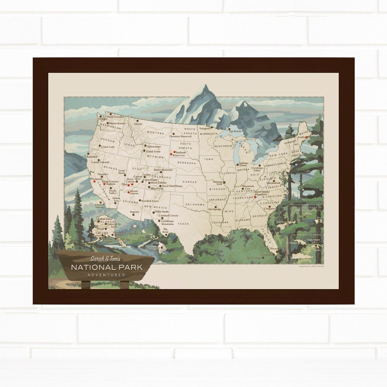 Personalized National Park Push Pin Map National Park Map image 1