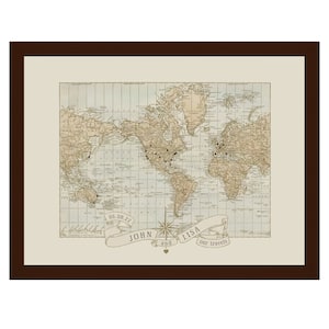 Personalized Wedding Anniversary Push Pin World Map, Anniversary Map, Anniversary Gift, Couple Travel Gift