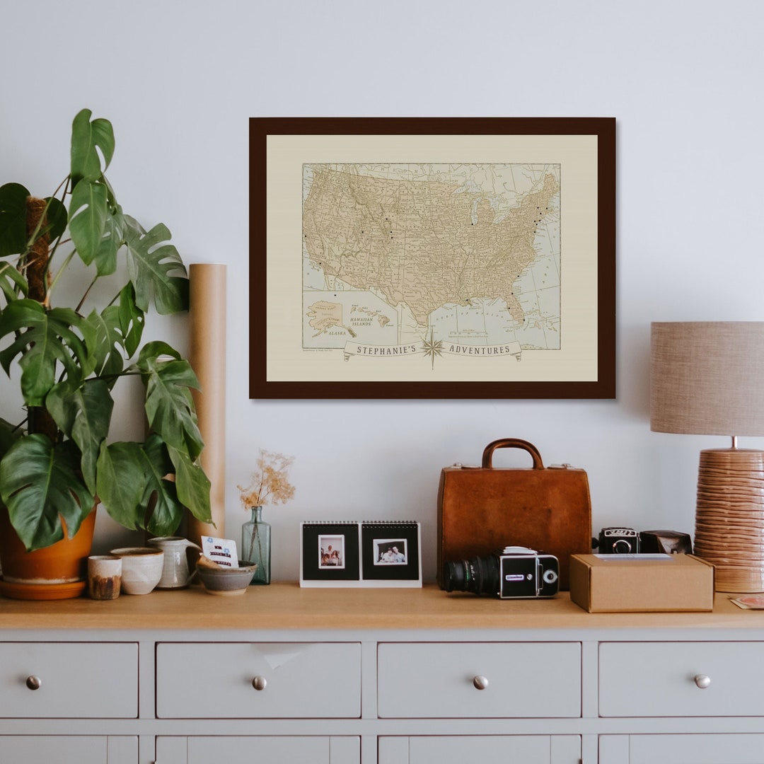Adventures Around the USA Push Pin Map, Travel Map With Pins ...