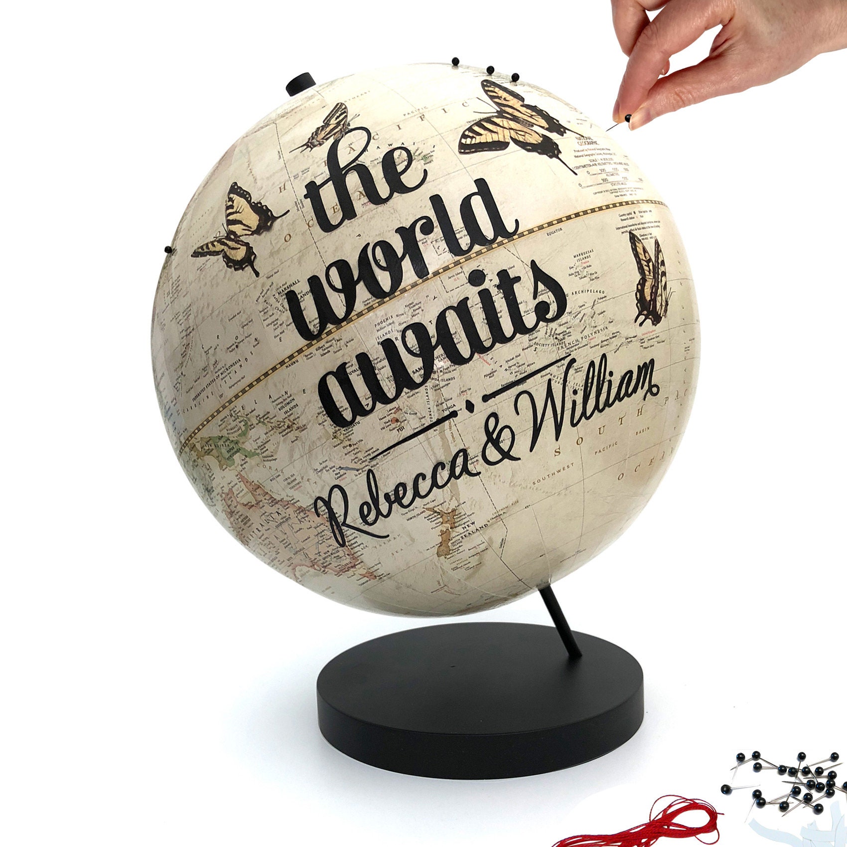 Travel Globe With Pins Push Pin Globe World Awaits Travel Globe With Pins Globe Art | Etsy  Singapore