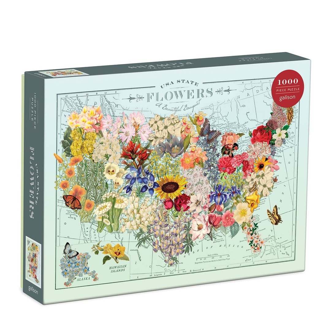 USA State Flowers 1000 Piece Puzzle by Wendy Gold Floral Puzzle Etsy