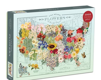 USA State Flowers 1000 Piece Puzzle by Wendy Gold |  Floral Puzzle