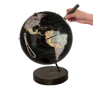 Small Black Push Pin Travel Globe: 9 inch Dorm Decor