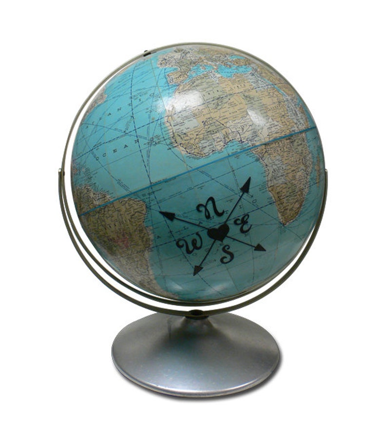 Vintage Globe Art, Onward , Graduation Present, World Globe, Adventure Awaits image 2