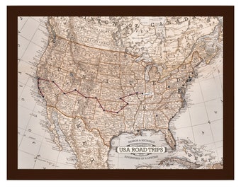 Customized USA Road Trip Push Pin Travel Map