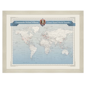 Coast Guard Retirement Gift: Personalized Push Pin Travel Map