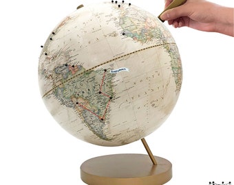 Push Pin Globe Ivory, Travel Globe with Pins, Custom Travel Gift