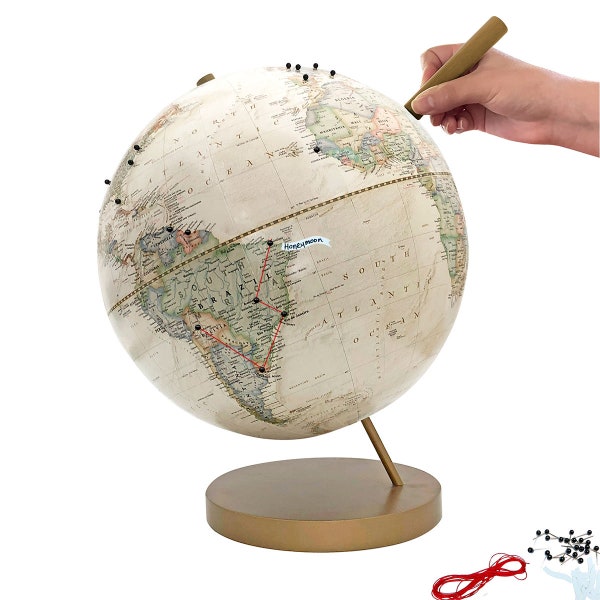 Push Pin Globe Ivory, Travel Globe with Pins, Custom Travel Gift