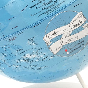 Personalized Blue Push Pin Travel Globe: Family Adventure Keepsake