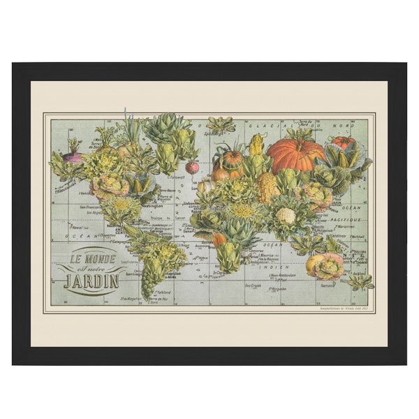 Vegetable World Map Art Etsy