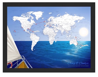 Ocean Sailing Trips Push Pin Map