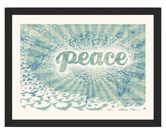 Peace on Earth, Vintage Map Art, Peace World Map Fine Art Print