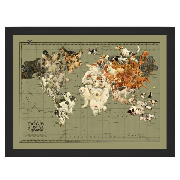 Dogs World Vintage Map Art, Canine World Map Fine Art Print by Wendy Gold