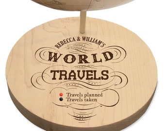 World Explorer Custom Engraved Push Pin Globe, Travel Globe with Pins, Personalized Travel Gift