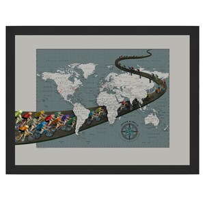 Personalized World Bike Cycling Push Pin Travel Map