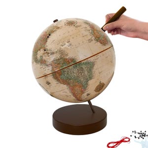 Small Antique Push Pin Globe: 9" Travel Tracker, Dorm Decor