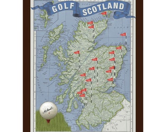 Golf Scotland Push Pin Travel Map I Scotland Golf Map with Pins, Golf Gift, Husband Golf Gift