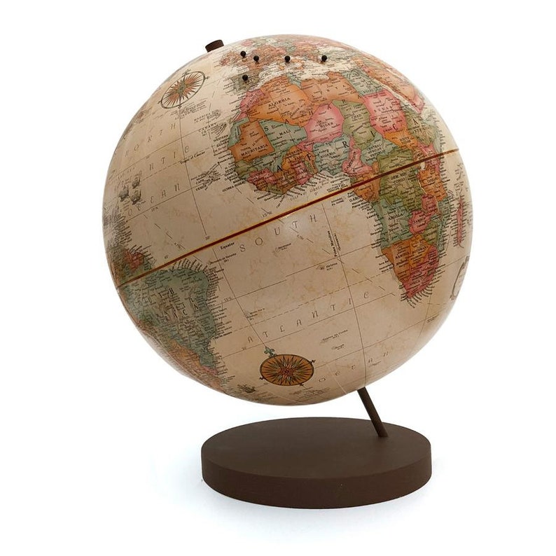 Push Pin Globe Antique Travel globe with pins World globe Etsy