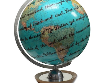 Vintage Globe Art, Custom Lyric, Poem or Vow Personalized Globe Art, Wedding Gift, Anniversary Gift,  Decoupage Globe