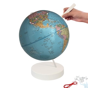 Small Blue Push Pin Globe: 9 inch Travel World Globe, Dorm Decor