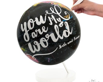 My World Push Pin Globe, Travel globe with pins, Globe Art, Personalized Globe, Custom Globe, Anniversary Gift, Travel Gift, Black Globe