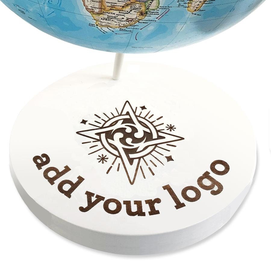 Personalized Logo Push Pin Globe Engraved Base, Corporate Travel Gift