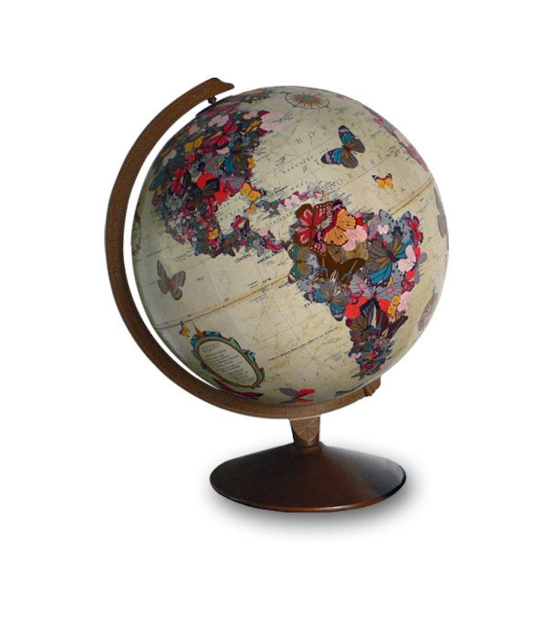 Butterfly Vintage Decoupage Globe Art, Butterfly Globe Etsy