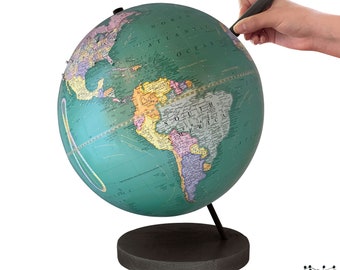 Teal Push Pin Globe, Custom World Globe with Pins