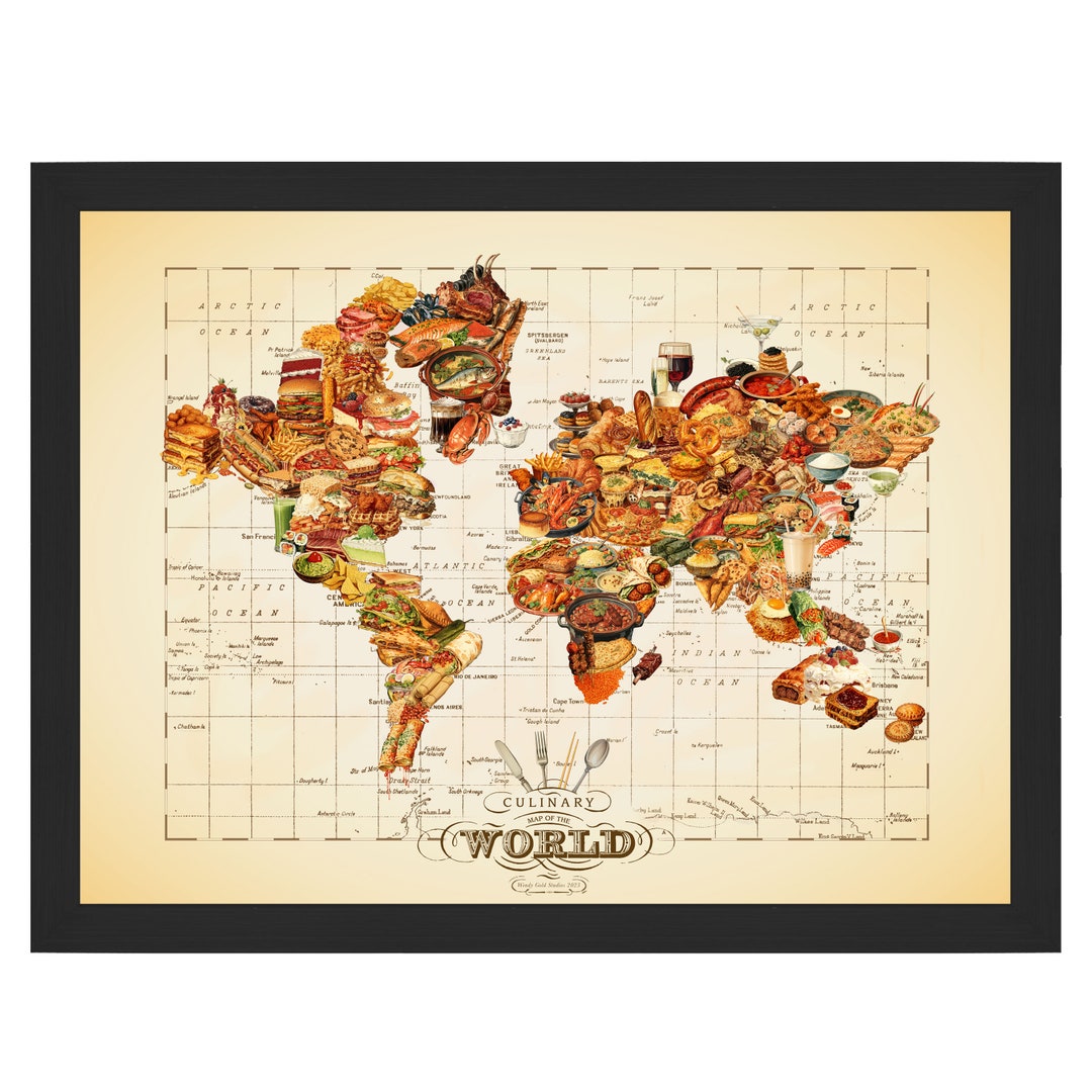 Cuisine of the World Map Art: Wendy Gold Culinary Food Collage Print - Etsy