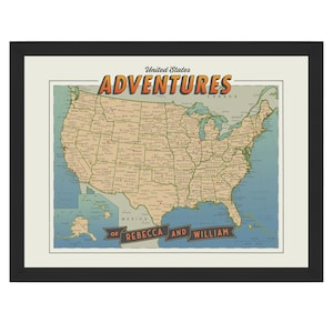 USA Adventures Personalized Push Pin Map, Push Pin US Map, Back to School Gift, USA Push Pin Map