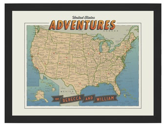 USA Adventures Personalized Push Pin Map, Push Pin US Map