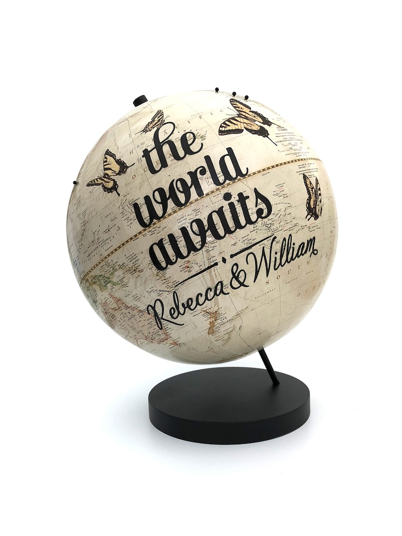 Push Pin Globe World Awaits, Travel Globe with Pins, Globe Art image 5