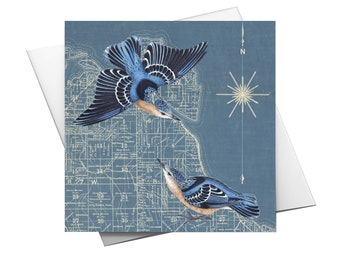 Blue Birds Greeting Card- Blank Card