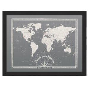 Follow Your Dreams Push Pin World Map: Teen Travel Decor