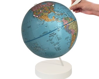 Small Push Pin Globe Blue, 9 inch Custom World Globe with Pins, College Dorm Gift, Dorm Room Decor