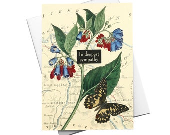 Wendy Gold Sympathy Card: Flower Map Art Condolences