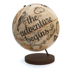 Push Pin Globe Adventure Begins, Travel globe with pins, Travel Gift, Wedding Gift, Graduation Gift, Retirement Gift, Mitzvah Gift image 5