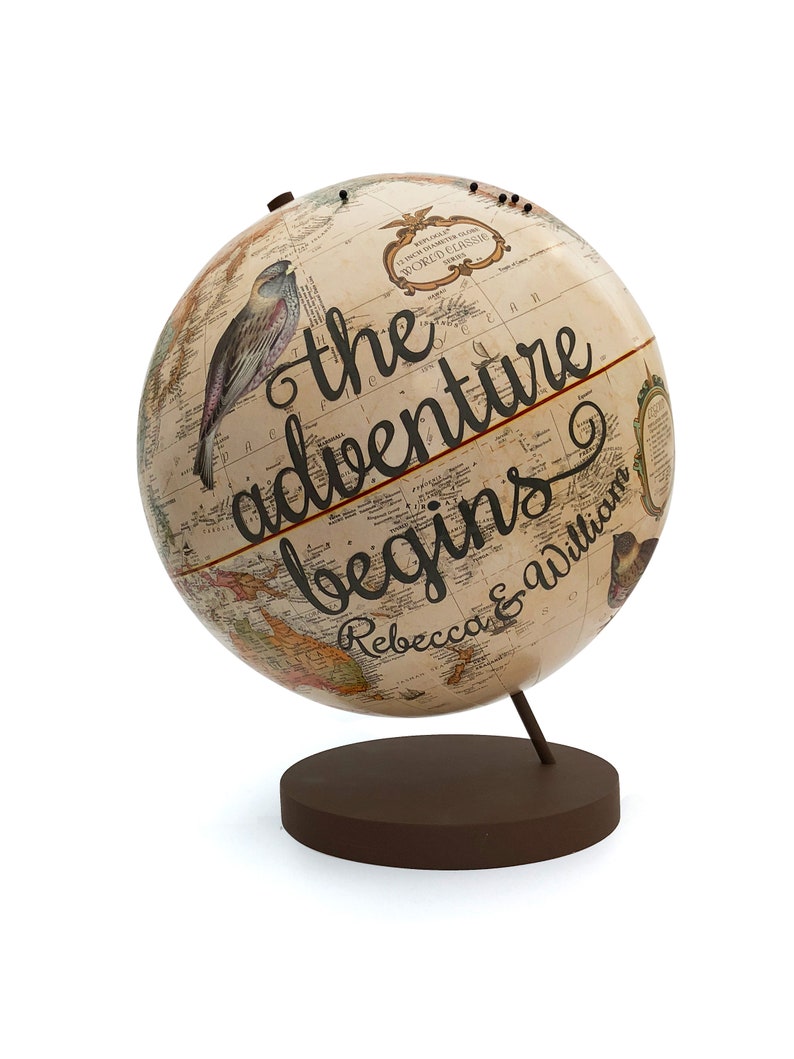 Push Pin Globe Adventure Begins, Travel globe with pins, Travel Gift, Wedding Gift, Graduation Gift, Retirement Gift, Mitzvah Gift image 5