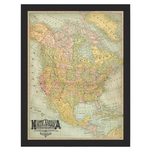 Personalized North America Blue Push Pin Travel Map, Map with Push Pins to Track Travels, Custom Vintage Push Pin Map North America