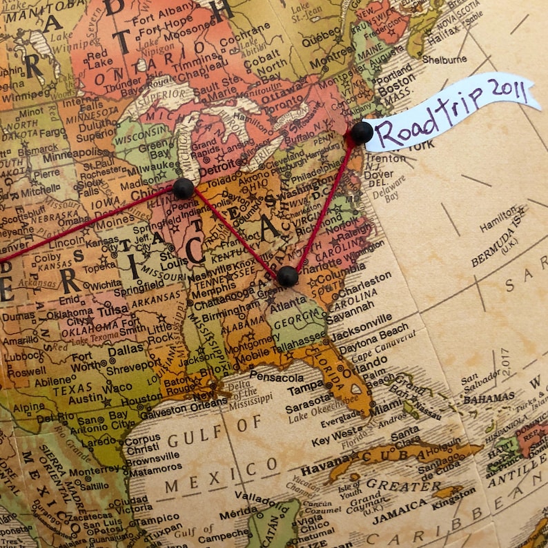 Family Travels Push Pin Globe, World globe with push pins image 2