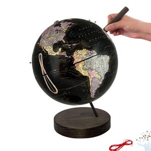 Small Black Push Pin Travel Globe: 9 inch Dorm Decor