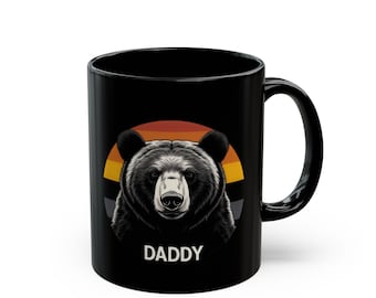 Daddy Bear Pride: Taza negra (11 oz, 15 oz) BIGBURLYART