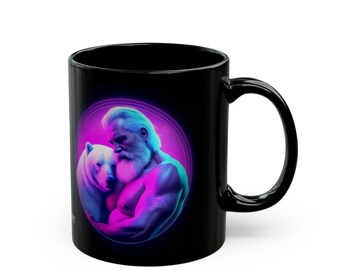 Taza negra Synthwave de osos polares (11 oz, 15 oz)